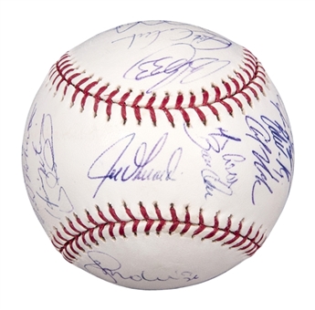2008 New York Yankees Team Signed Baseball - Final Season at Old Yankee Stadium With 28 Signatures Including Jeter, Rivera, Pettitte & Rodriguez (PSA/DNA)